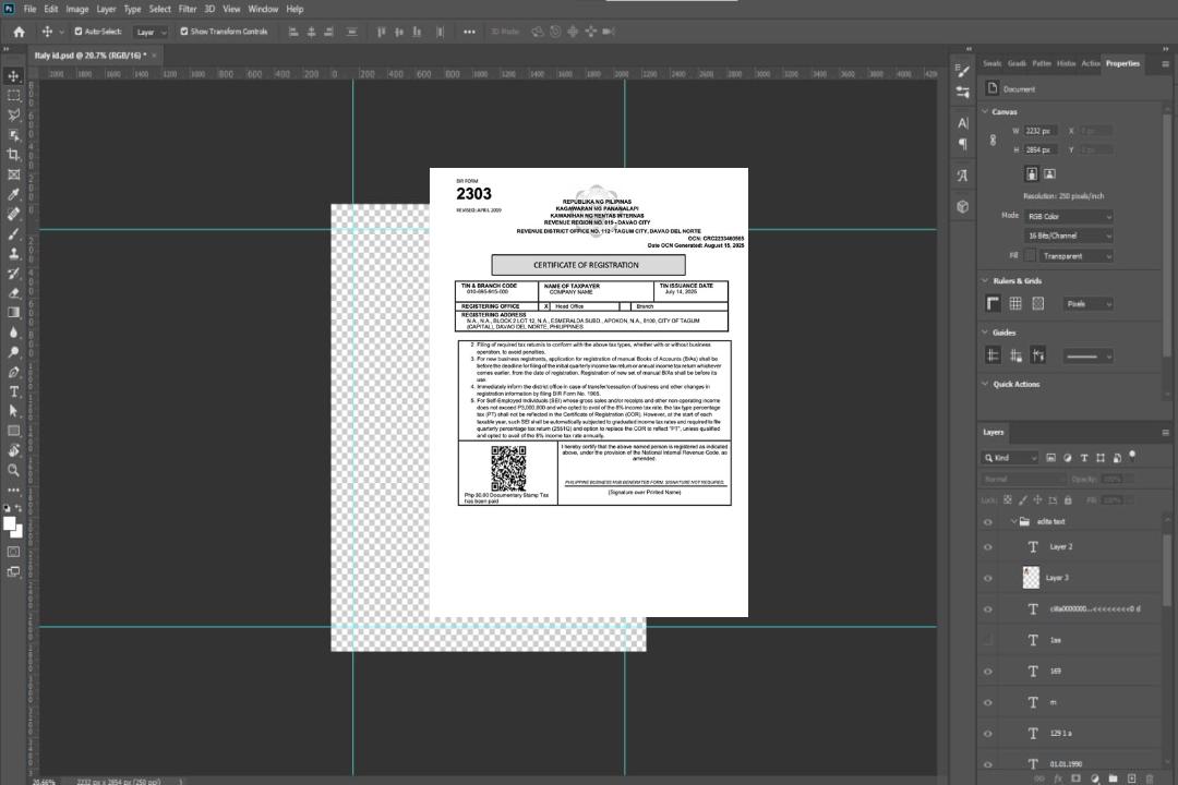 Modèle Word et PDF de certificat d'enregistrement des Philippines, version 2 template